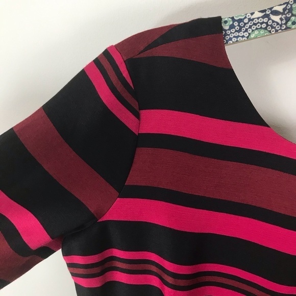 DRAPER JAMES Striped 3/4 Sleeve Fit Flare Dress 6 - Picture 6 of 14